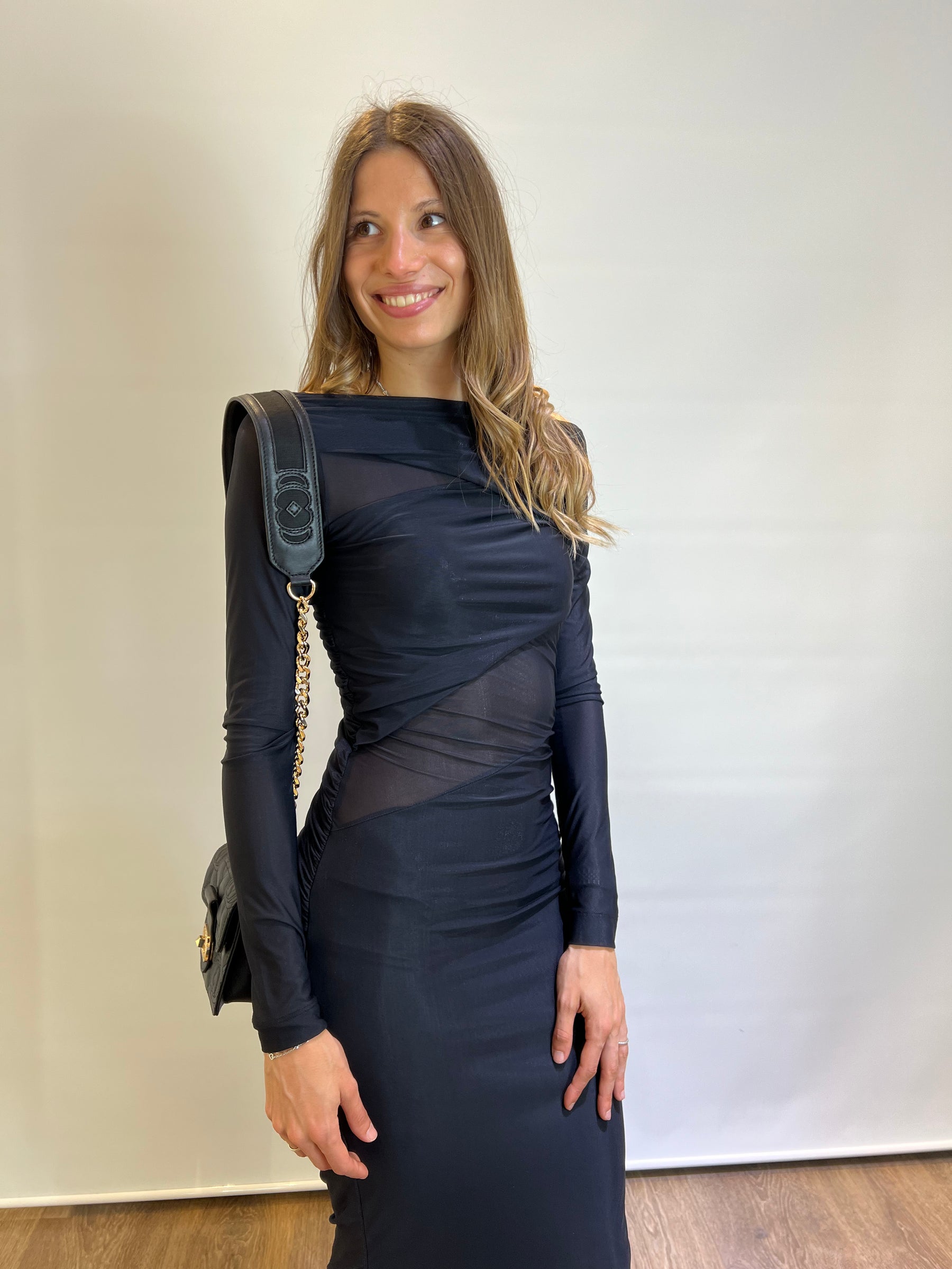 Abito longuette aderente in jersey