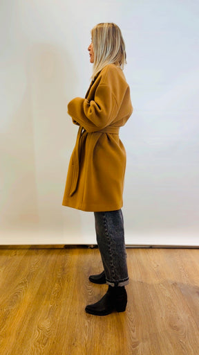 Cappotto monopetto corto con cintura Pinko