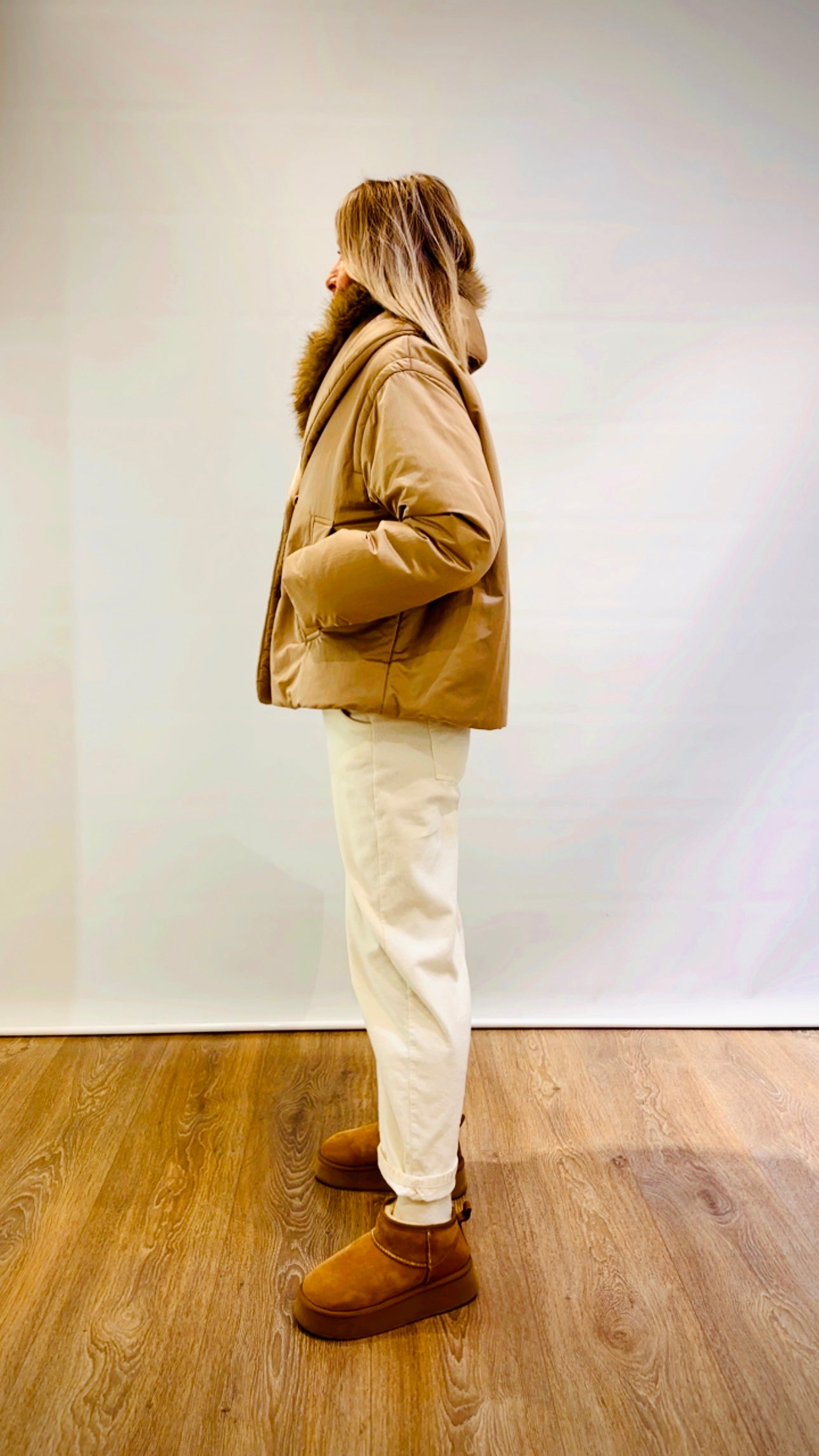 Giubbo con collo in ecopelliccia