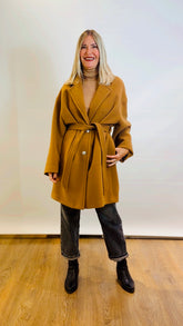 Cappotto monopetto corto con cintura Pinko