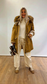 Parka in tafeta' con dettagli in ecopelliccia Violanti
