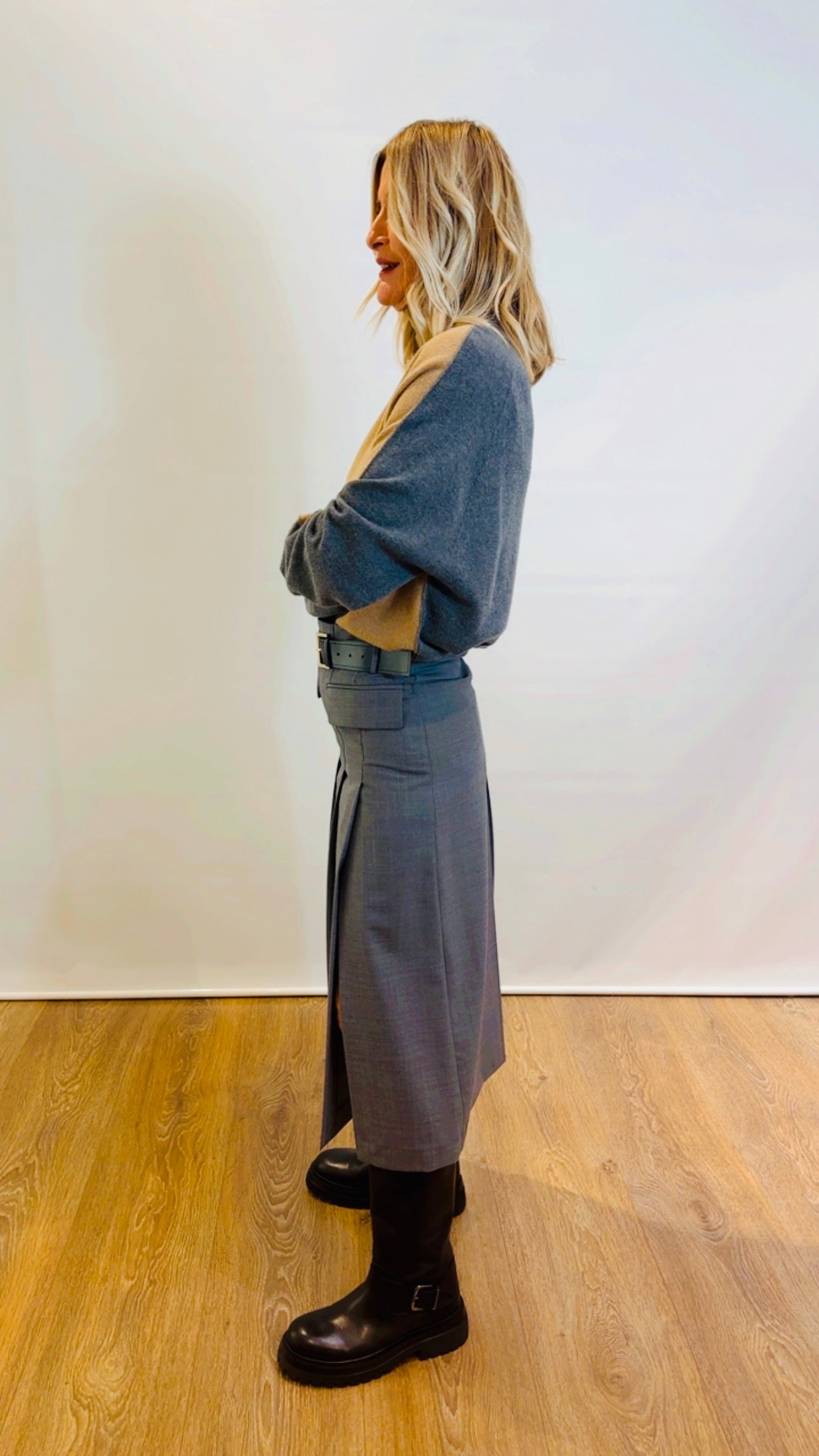 Maglia bicolor collo alto Semicouture