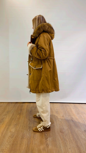 Parka in tafeta' con dettagli in ecopelliccia Violanti