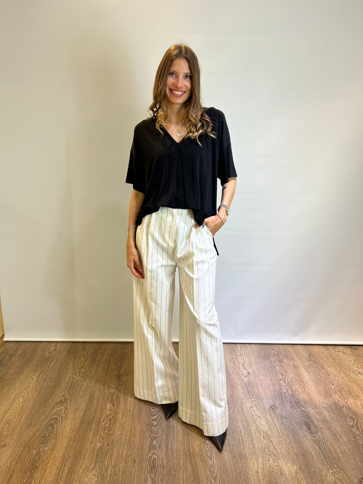 Pantalone palazzo gessato