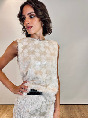 Top paillettes e frange