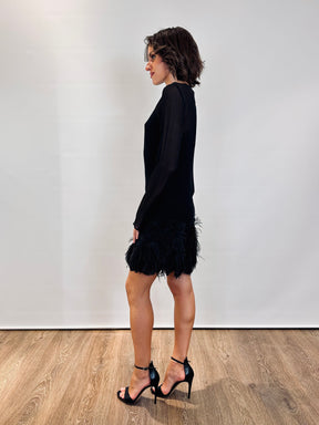 Abito in tulle e piume