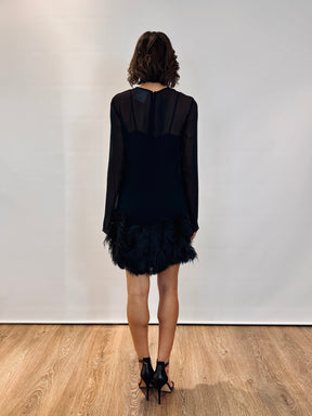 Abito in tulle e piume
