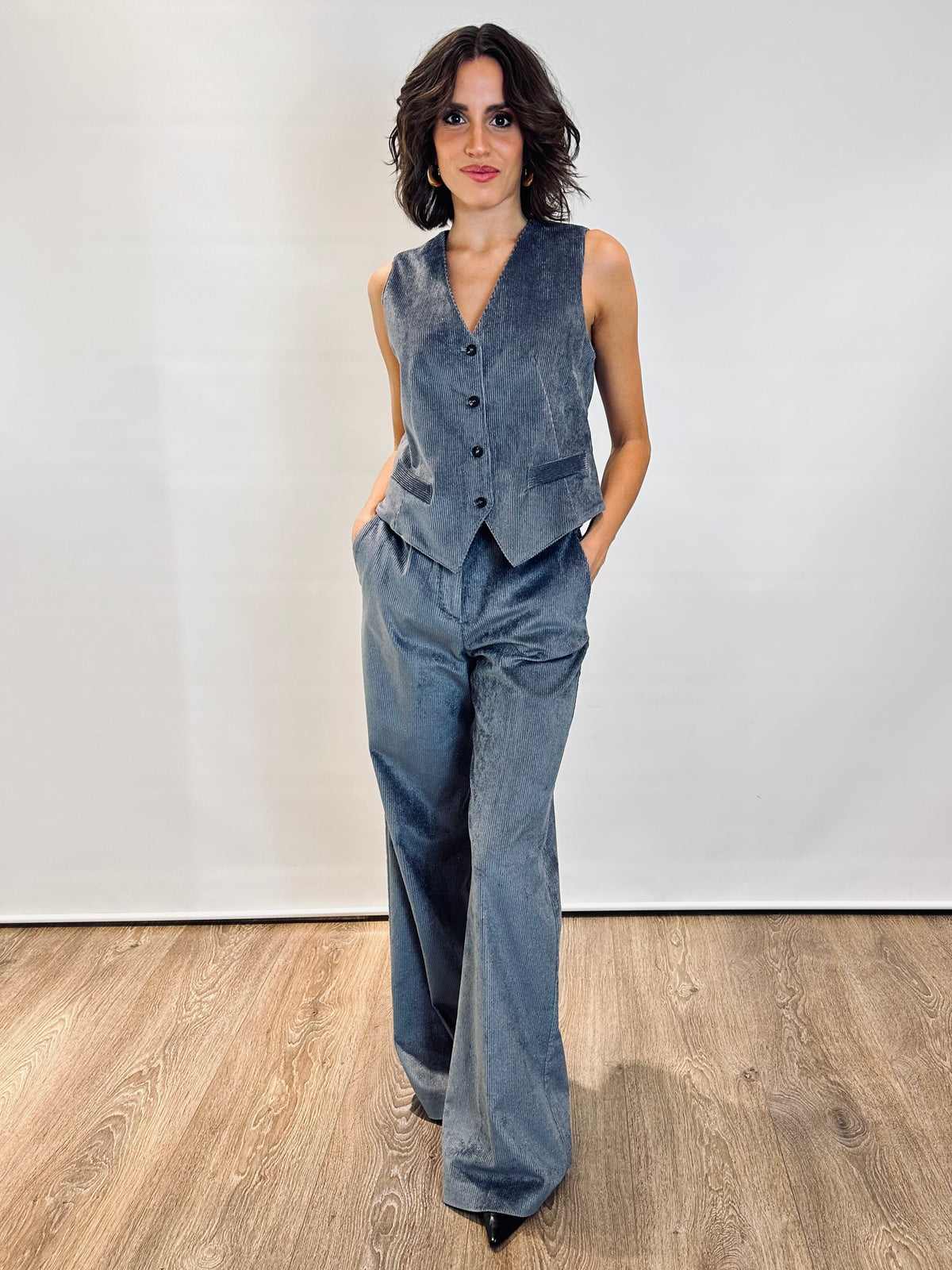 Completo gilet pantalone in velluto
