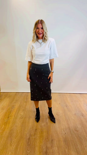 Gonna con applicazioni strass Semicouture